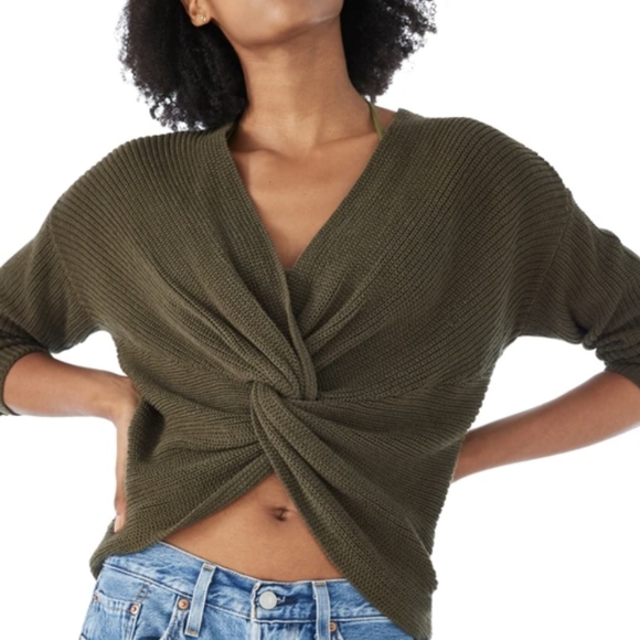 Elan Reversible Open Back Twist Sweater green small medium - Picture 4 of 8